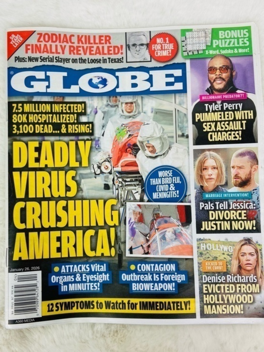 Globe Magazine Cover - Bold Yellow, Blue & Red Newsstand Graphic